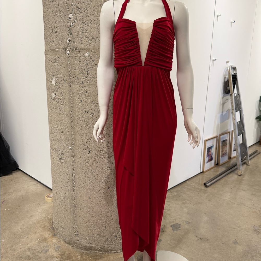 Elegant Red Halter Dress